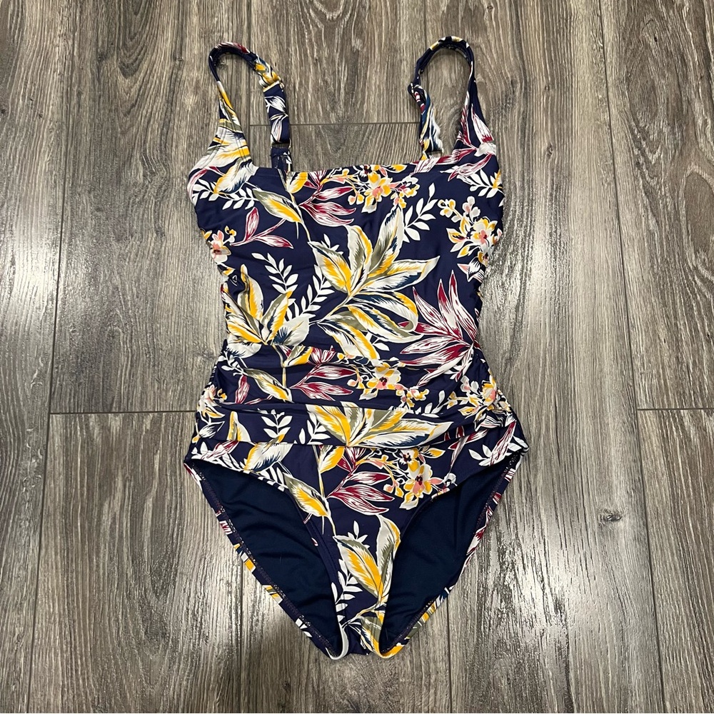 Anne Cole Tropical Floral Navy One Piece Swimsuit